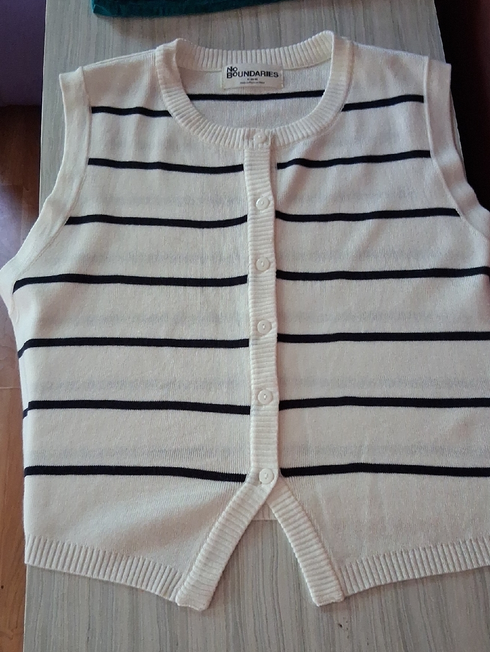 No Boundaries Cream Cardigan with Black Stripe Detail Womens Xl